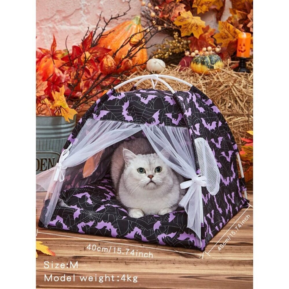 1pc Pet Tent With Bat Pattern Suitable For Small Medium Sized Cats Dogs